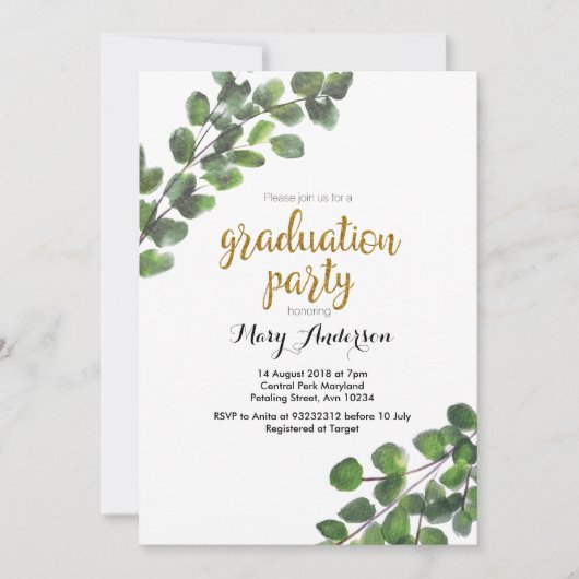 Greenery college-uitnodiging kaart (Voorkant)