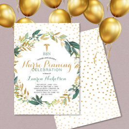 Greenery Confetti Nurse Pinning Afstudeerfeest Kaart