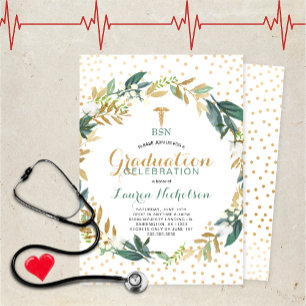 Greenery Confetti Verpleegschool Afstudeerfeest Kaart