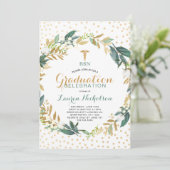 Greenery Confetti Verpleegschool Afstudeerfeest Kaart (Staand voorkant)