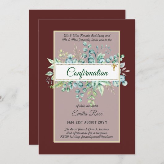 Greenery CONFIRMATION nodigt Moderne Dubbelzijdig  Kaart (Voorkant / Achterkant)