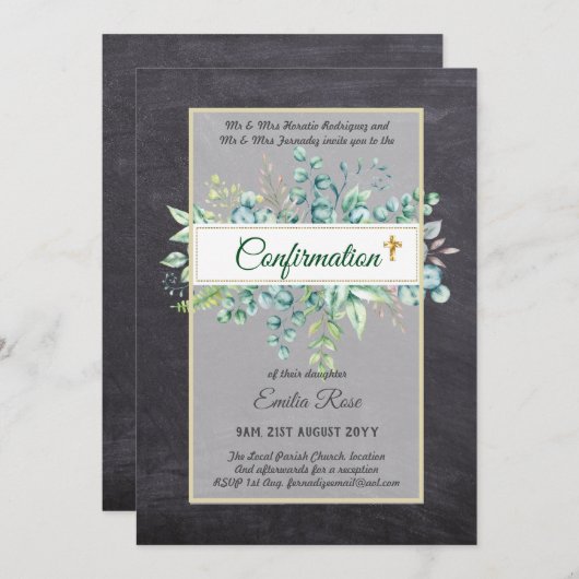 Greenery CONFIRMATION nodigt Moderne Dubbelzijdig  Kaart (Voorkant / Achterkant)