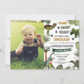 Greenery Cool Dinosaurs T-Rex Birthday Kaart (Voorkant)