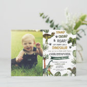 Greenery Cool Dinosaurs T-Rex Birthday Kaart (Staand voorkant)