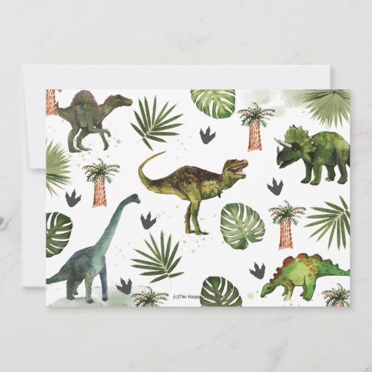 Greenery Cool Dinosaurs T-Rex Birthday Kaart (Achterkant)