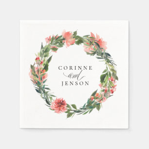 Greenery Coral Floral, gepersonaliseerd papier Nap Servet