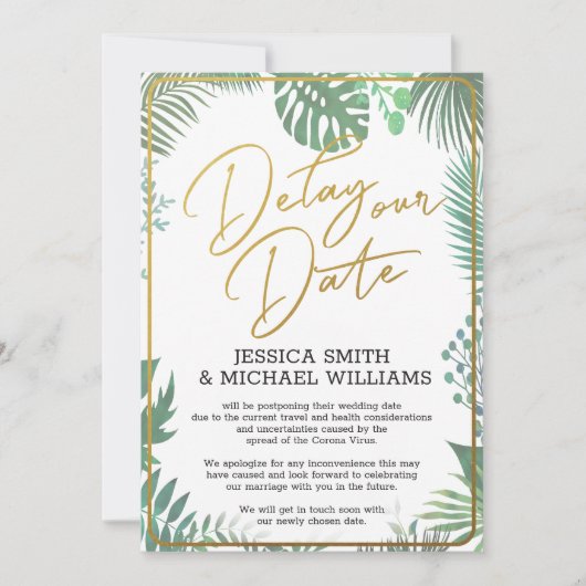 Greenery Coronavirus Delay The Date Kaart (Voorkant)