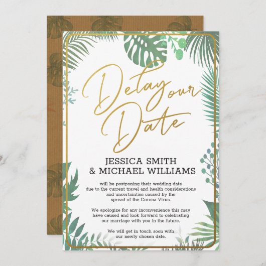 Greenery Coronavirus Delay The Date Kaart (Voorkant / Achterkant)