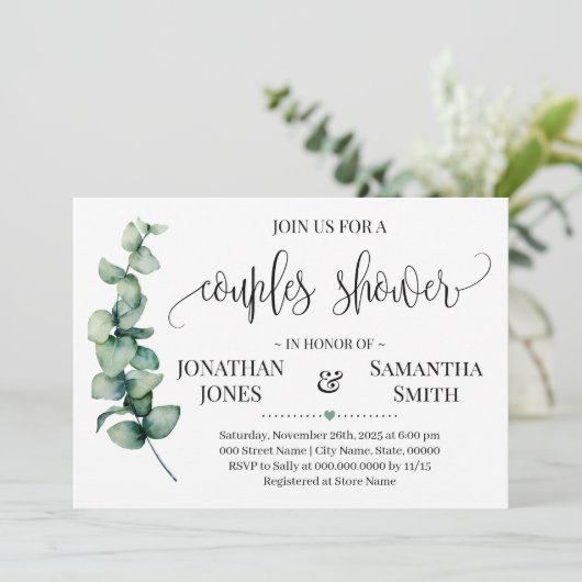 Greenery Couples Douche Minimalistische moderne br Kaart (Staand voorkant)