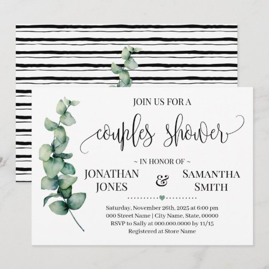 Greenery Couples Douche Minimalistische moderne br Kaart (Voorkant / Achterkant)