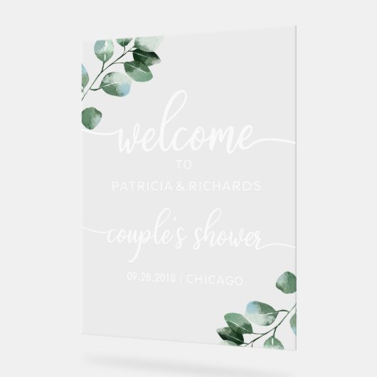 Greenery Couples Douche Welkom Acryl Bord (Hoek)