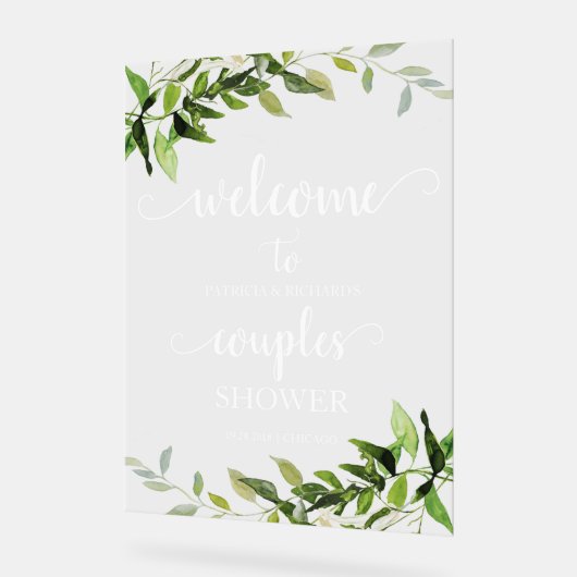 Greenery Couples Douche Welkom Acryl Bord (Hoek)