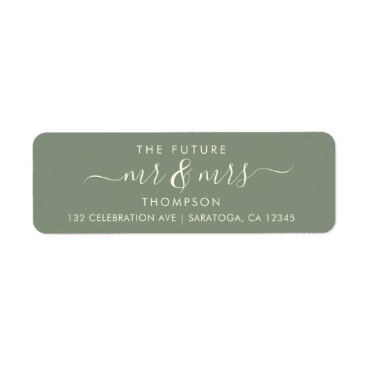 Greenery Cream Elegant Future MR en MRS Address Etiket (Voorkant)