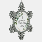 Greenery Cross Baptisme Snowflake Framed Ornament (Links)