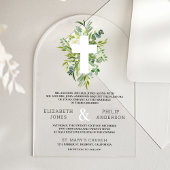 Greenery Cross Catholic Wedding Acryl Uitnodigingen
