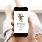 Greenery Cross-minimalist Baptism Christening Kaart