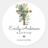Greenery Cross-minimalistisch Eucalyptus Ronde Sticker (Voorkant)