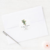 Greenery Cross-minimalistisch Eucalyptus Ronde Sticker (Envelop)