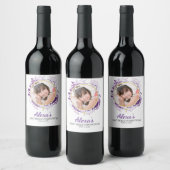 Greenery Cross Purple Photo Wine Bottle Label Wijn Etiket (Flessen)