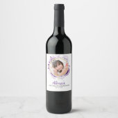 Greenery Cross Purple Photo Wine Bottle Label Wijn Etiket (Voorkant)
