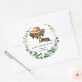 Greenery Cute Dachshund Puppy Dog Birthday Favor Ronde Sticker (Envelop)
