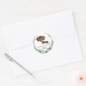 Greenery Cute Dachshund Puppy Dog Birthday Favor Ronde Sticker (Envelop)