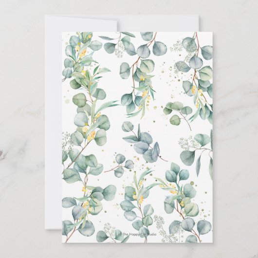 Greenery Cute Elephant Baptism Christening Kaart (Achterkant)