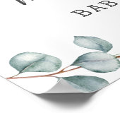 Greenery Cute Elephant Boy Baby shower Welkom Poster (Hoek)