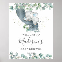 Greenery Cute Elephant Boy Baby shower Welkom