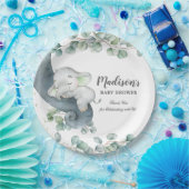 Greenery Cute Elephant Gender Neutral Baby shower Papieren Bordje (Feest)