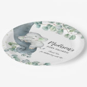 Greenery Cute Elephant Gender Neutral Baby shower Papieren Bordje (Gekanteld)