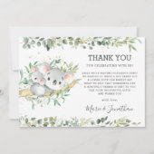 Greenery Cute Koala Gender Neutral Baby shower  Bedankkaart (Voorkant)