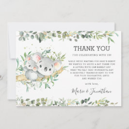 Greenery Cute Koala Gender Neutral Baby shower  Bedankkaart