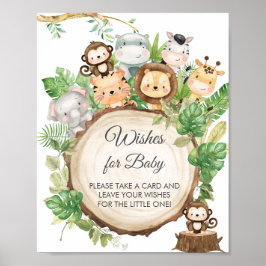 Greenery Cute Oerwoud Animals wenst Baby Poster