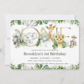 Greenery Cute Oerwoud Animals Willy ONE 1st Birthd Kaart (Voorkant)