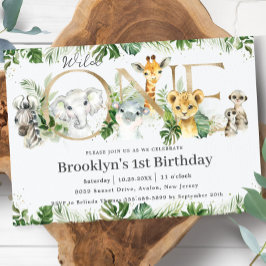 Greenery Cute Oerwoud Animals Willy ONE 1st Birthd Kaart