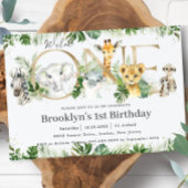 Greenery Cute Oerwoud Animals Willy ONE 1st Birthd Kaart