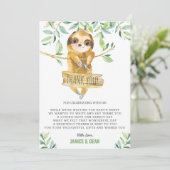 Greenery Cute Sloth Baby shower Boy Bedankkaart (Staand voorkant)