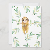 Greenery Cute Sloth Baby shower Boy Bedankkaart (Achterkant)