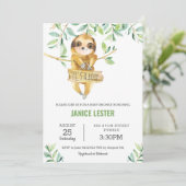 Greenery Cute Sloth Baby shower Boy Kaart (Staand voorkant)