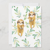Greenery Cute Sloth Baby shower Twins Boys Bedankkaart (Achterkant)