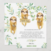 Greenery Cute Sloth Baby shower Twins Boys Bedankkaart (Voorkant / Achterkant)