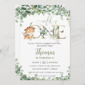 Greenery Cute Tiger Cub Boy 1st Birthday Wild One Kaart (Voorkant / Achterkant)