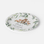 Greenery Cute Woodland Animals Baby shower Neutraa Papieren Bordje (Gekanteld)