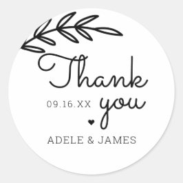 Greenery Dank je bruiloft Ronde Sticker