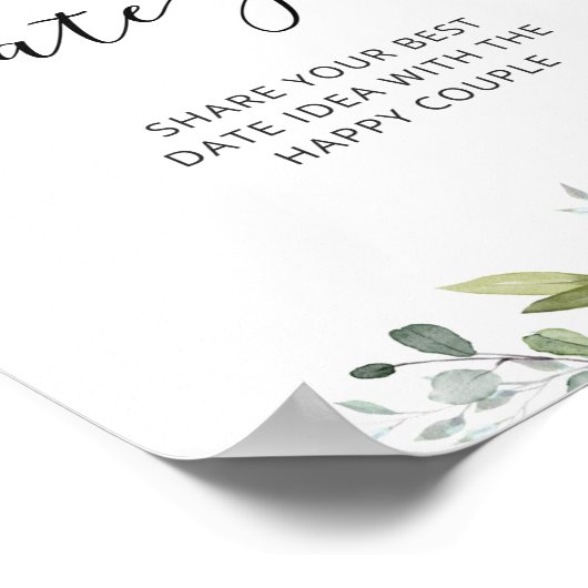 Greenery date nachtideeën. Datum jar bridal game Poster (Hoek)