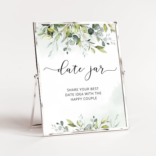 Greenery date nachtideeën. Datum jar bridal game Poster