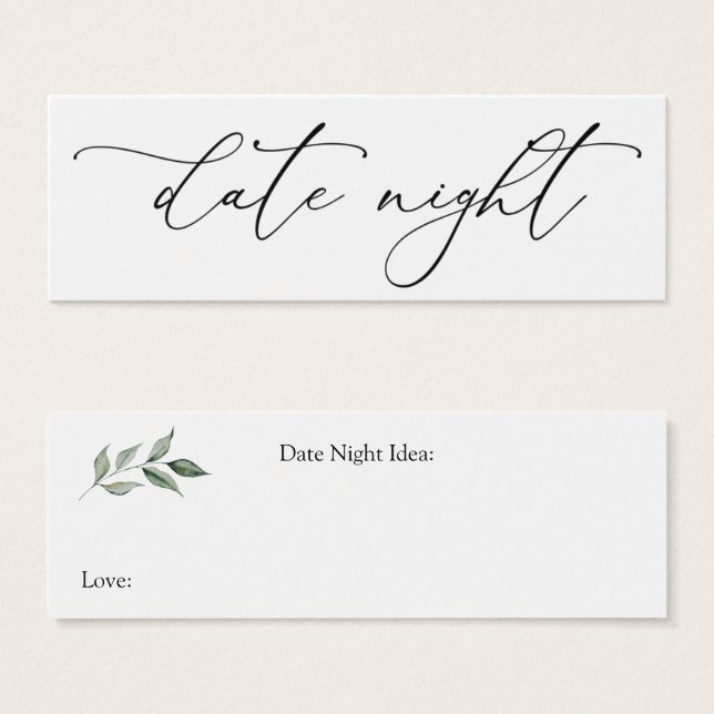 Greenery Date Night Idea Card Mini Visitekaartjes (Voorkant /achterkant)