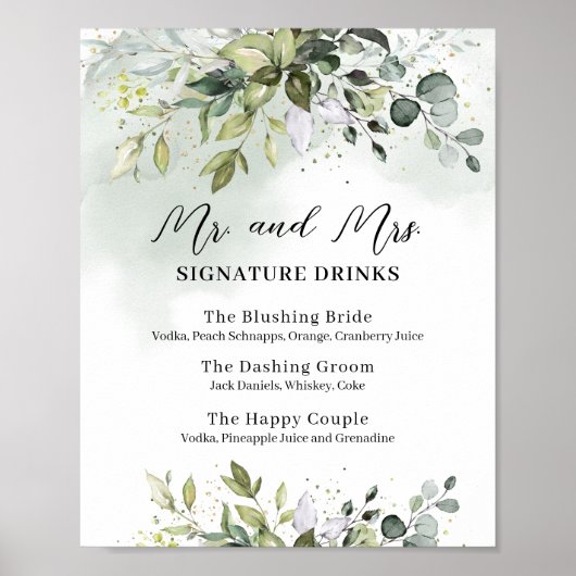 Greenery de heer en mevrouw signature drink het tr poster (Voorkant)