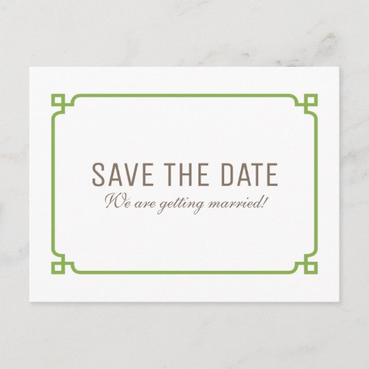 Greenery Deco Chic Save the Date Briefkaart (Voorkant)